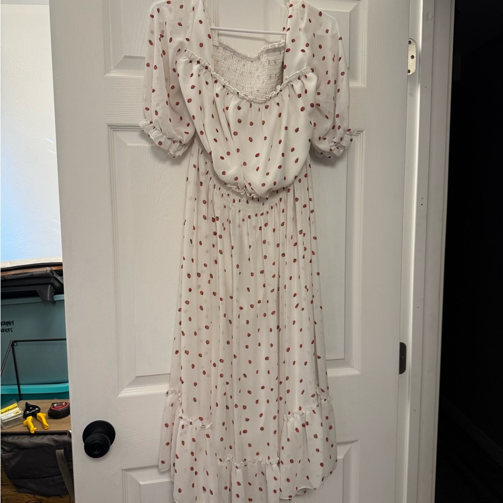 Voodoo Vixen White Dress with Strawberries